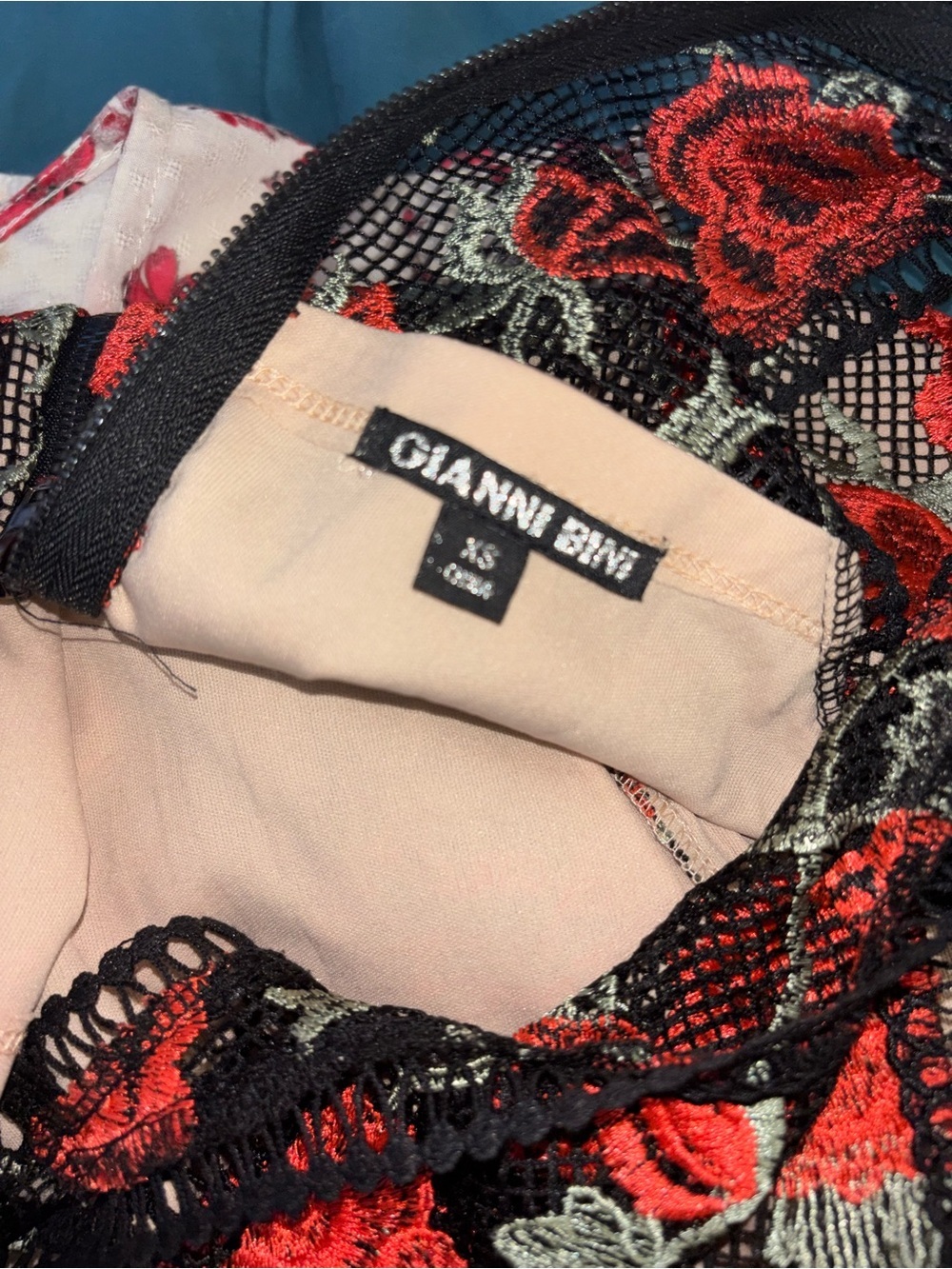 Gianni Bini Red Rose Embroidered Mesh Midi Dress - Picture 10 of 13